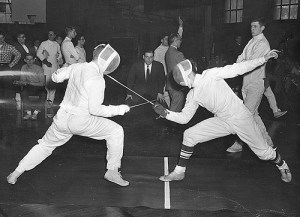 Fencing duel at the University of Wisconsin--Madison, ca. 1970. (uwdigitalcollections via Flickr cc)